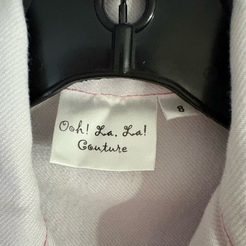 Ooh! La, La! Couture Lavender Cropped Jean Jacket with Pink Stitching - Picture 3 of 4
